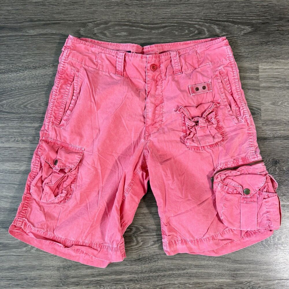 Vintage Polo Ralph Lauren Cargo Paratrooper Military Shorts Pink Men's Size 32